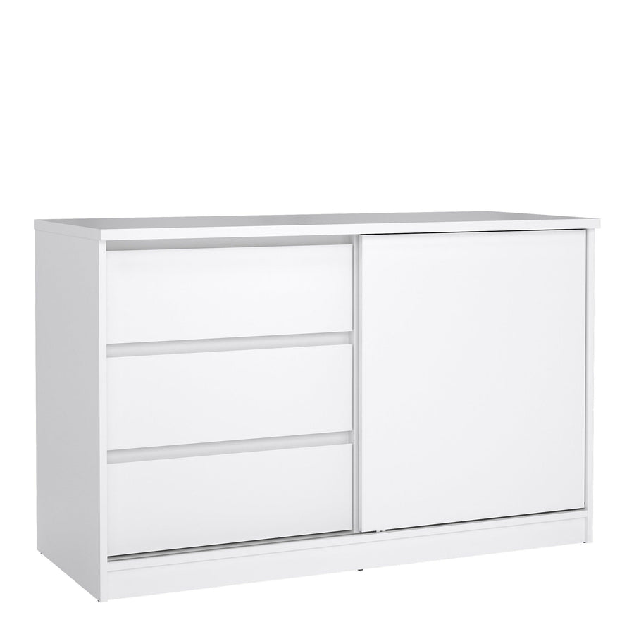 Naia Storage Unit with 1 Sliding Door and 3 Drawers in White High Gloss
