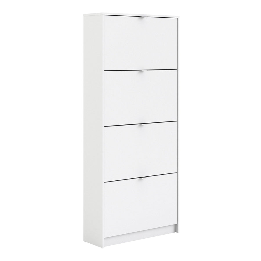 Shoes Shoe Cabinet 4 Flip Down Doors and 2 layers in White