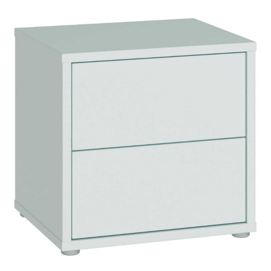 Alice Springs Low Bedside Cabinet with 2 Drawers Push-to-Open in Light Grey