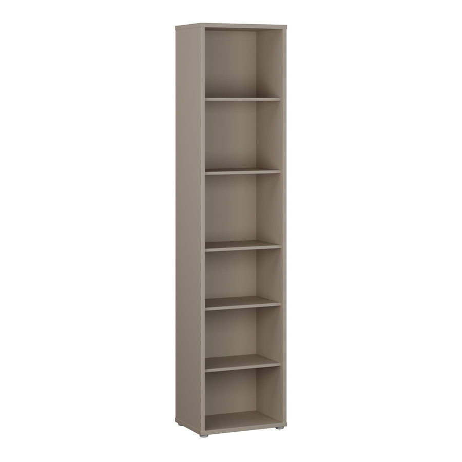 Alice Springs Tall Narrow Bookcase with 5 Shelves in Taupe