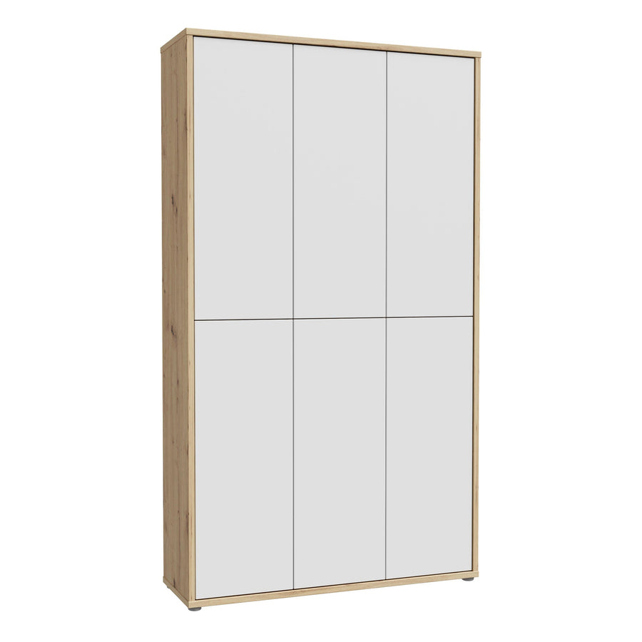 Alice Springs Shoe cabinet with 6 Doors Push-to-Open in Artisan Oak and Light Grey Doors