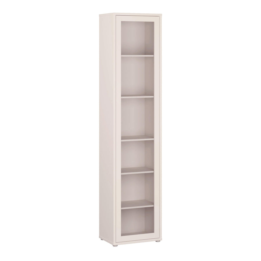 Alice Springs Slim Tall Display Cabinet with 1 Glass Door Push-to-Open & 5 Shelves in Sand