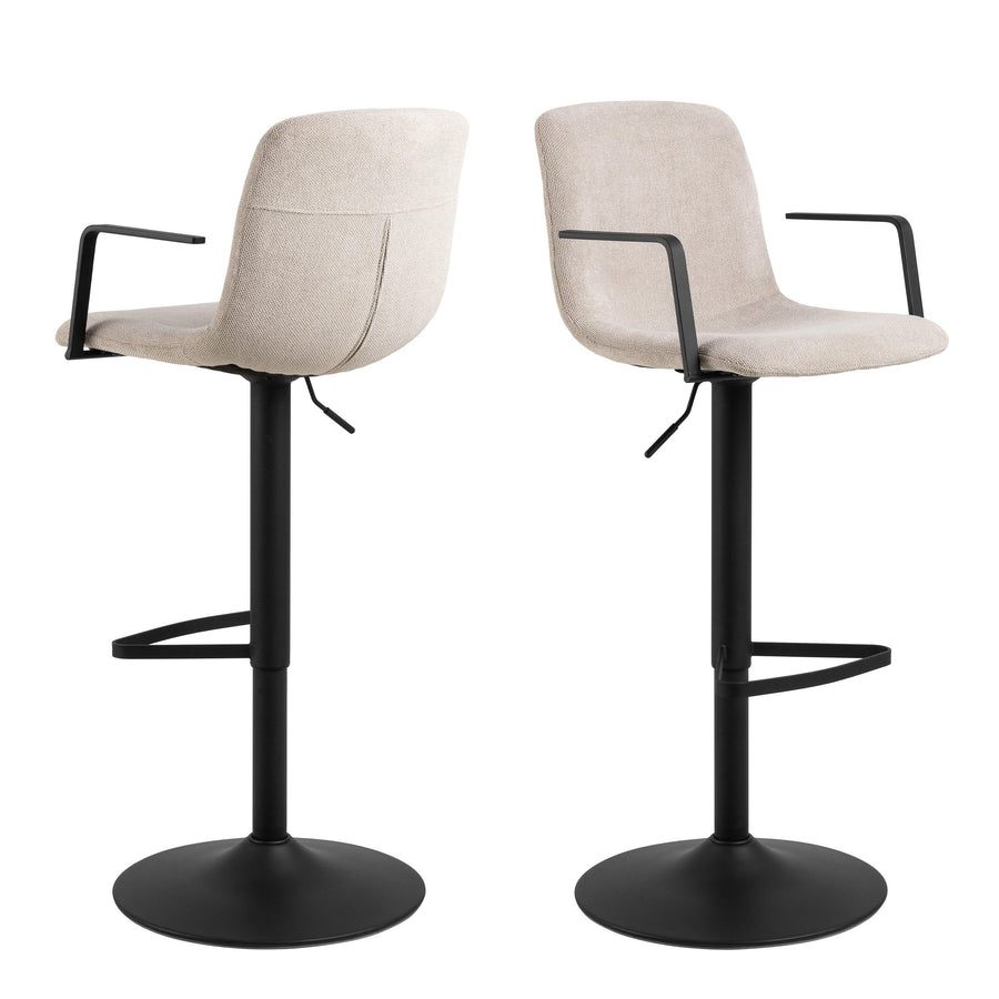 Pablo Swivel Beige Bar Stool with Adjustable Height Function Set of 2
