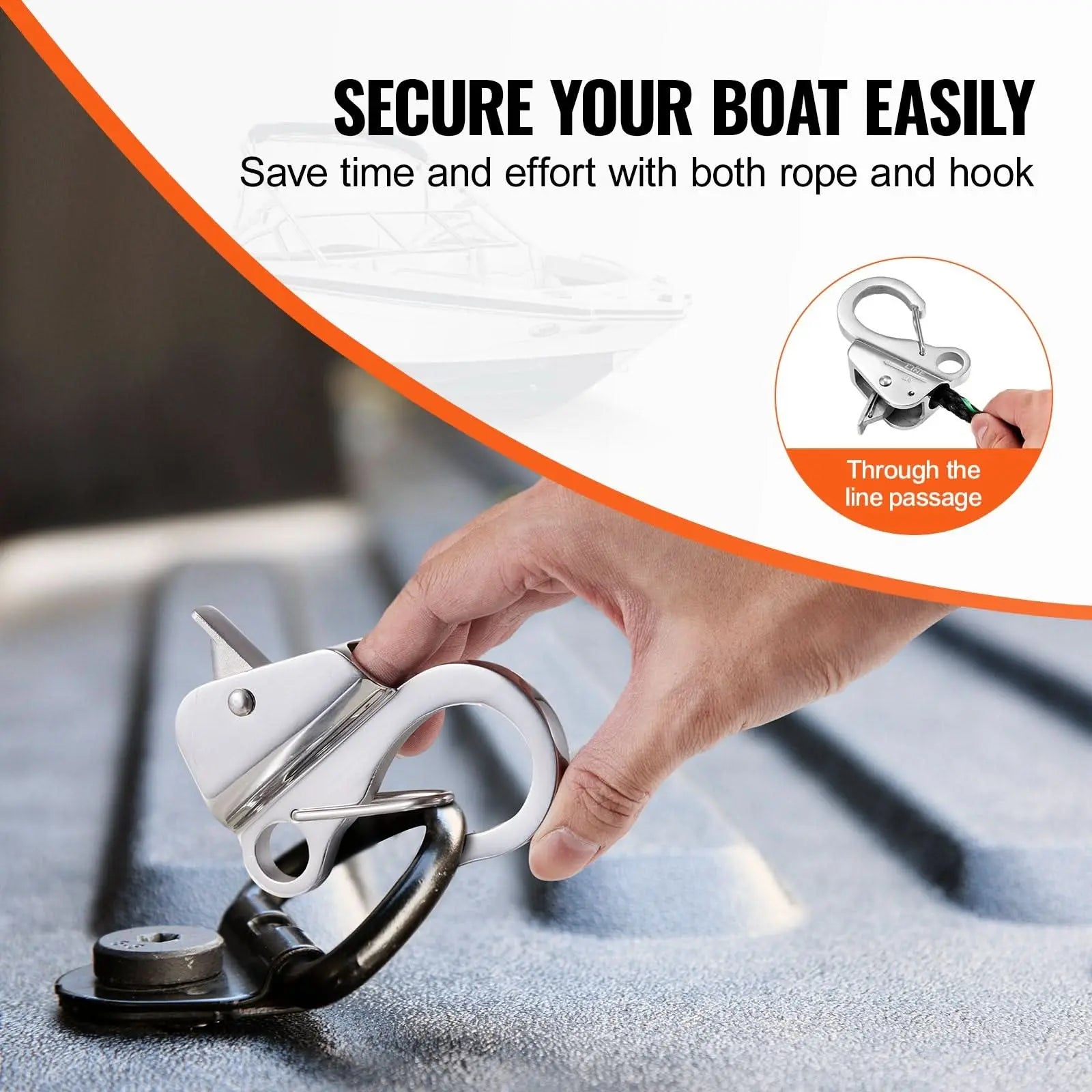 Boat Anchor Hook, 304 Stainless Steel Slide Anchor, Knotless Anchor System With Quick Release, Boat Anchor Hook Clips For 3/8" - 5/8" Boat Anchor Rope, Easy To Use, Holds 3700 LBS Haslam Living