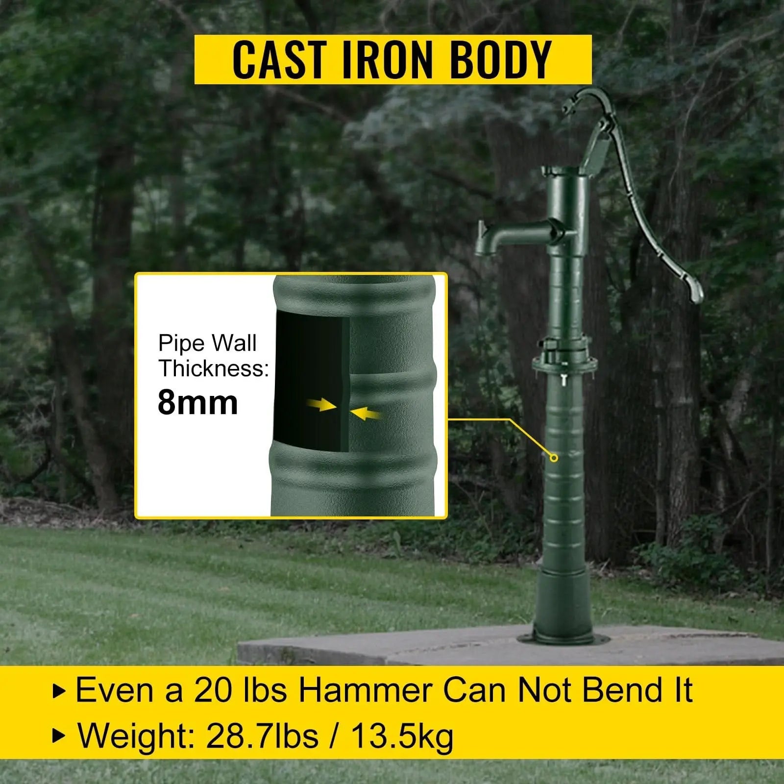 Antique Hand Water Pump Stand Pitcher Pump Stand Cast Iron Well Pump Stand With Pre-set 0.5" Holes For Easy Installation Old Fashion Pitcher Hand Pump Stand For Home Yard Pond Garden Outdoors Gr Haslam Living