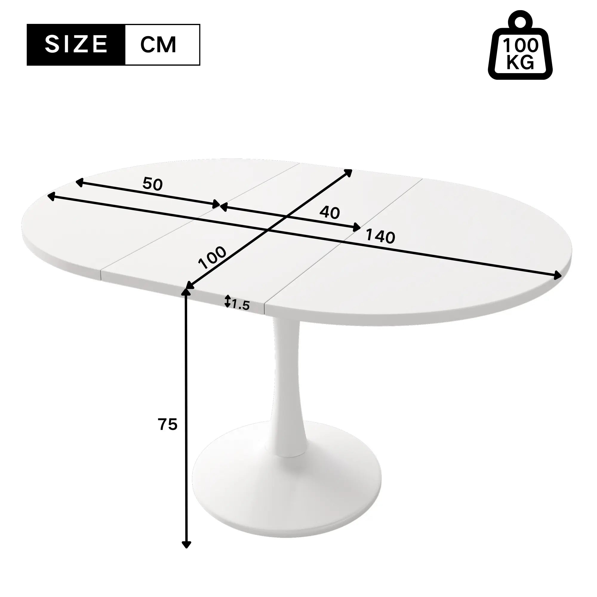 Modern Extendable Round Dining Table, Space Saving Design With Smooth Extension Mechanism, Ideal For 4-6 People,Contemporary Style,White Haslam Living