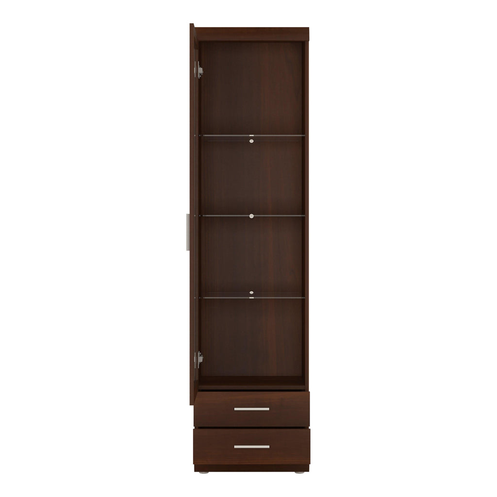 Imperial Tall Glazed 1 Door 2 Drawer Narrow Cabinet in Dark Mahogany Melamine - image 2