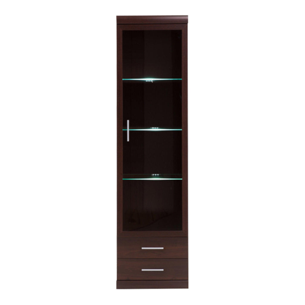 Imperial Tall Glazed 1 Door 2 Drawer Narrow Cabinet in Dark Mahogany Melamine - image 3