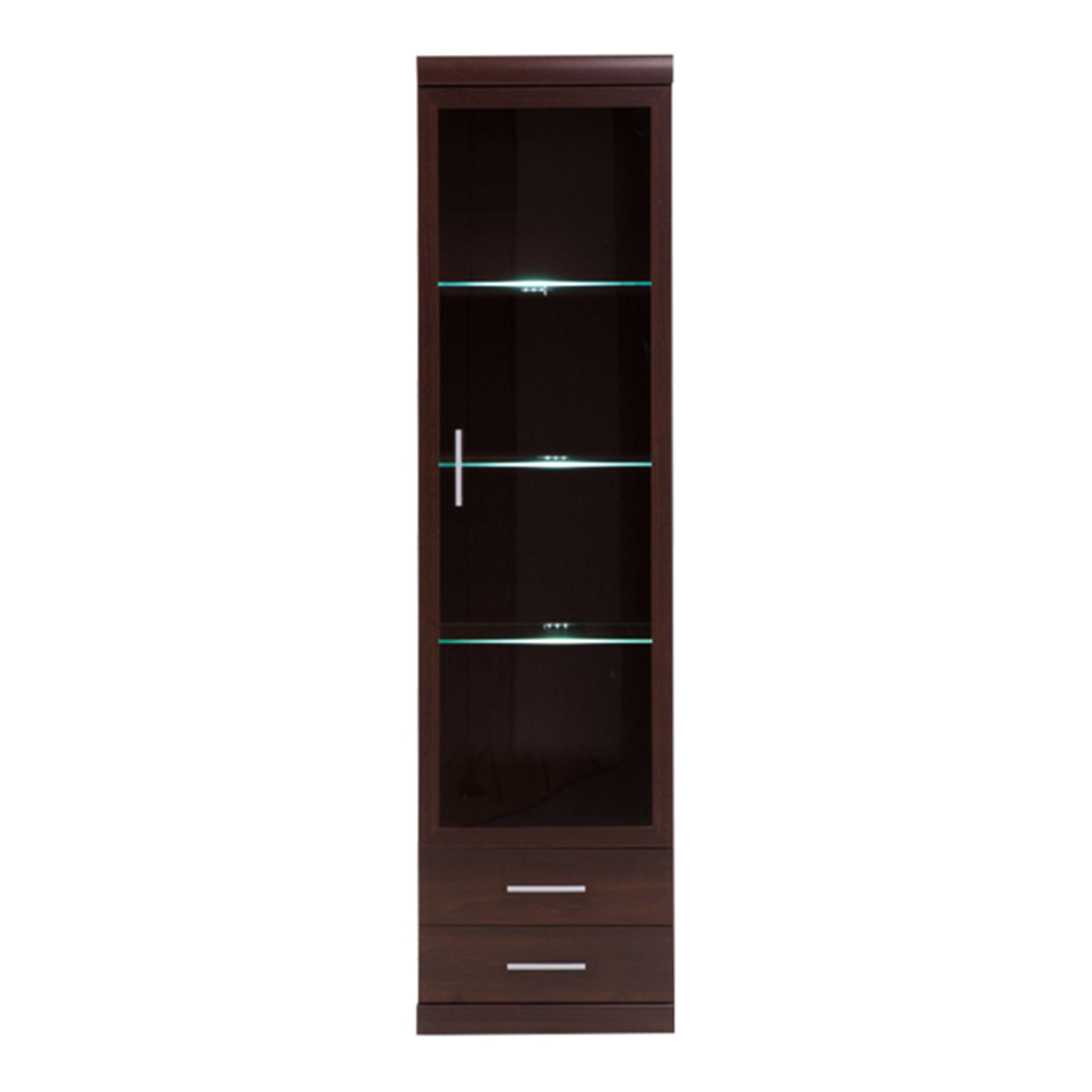Imperial Tall Glazed 1 Door 2 Drawer Narrow Cabinet in Dark Mahogany Melamine - image 3
