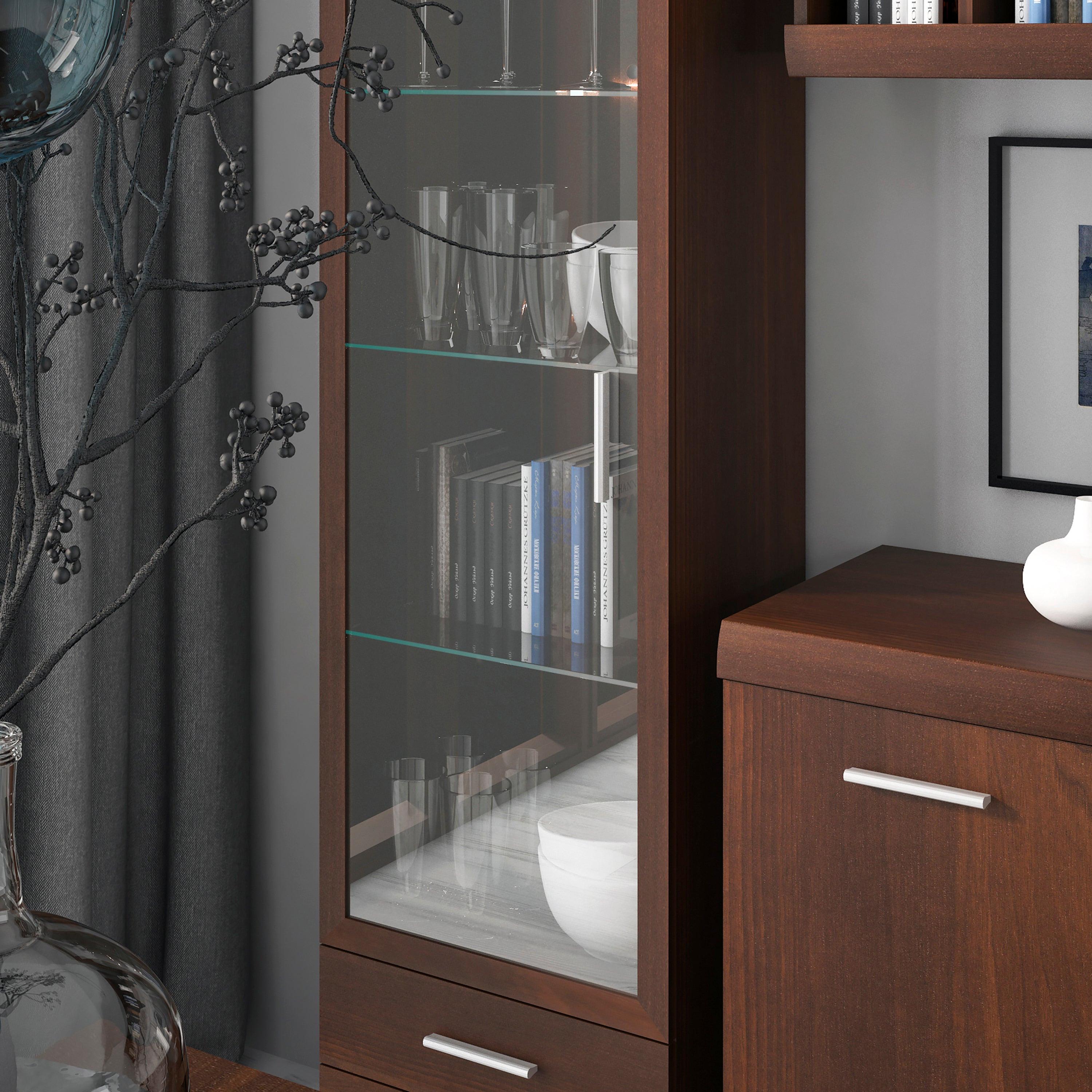 Imperial Tall Glazed 1 Door 2 Drawer Narrow Cabinet in Dark Mahogany Melamine - image 5