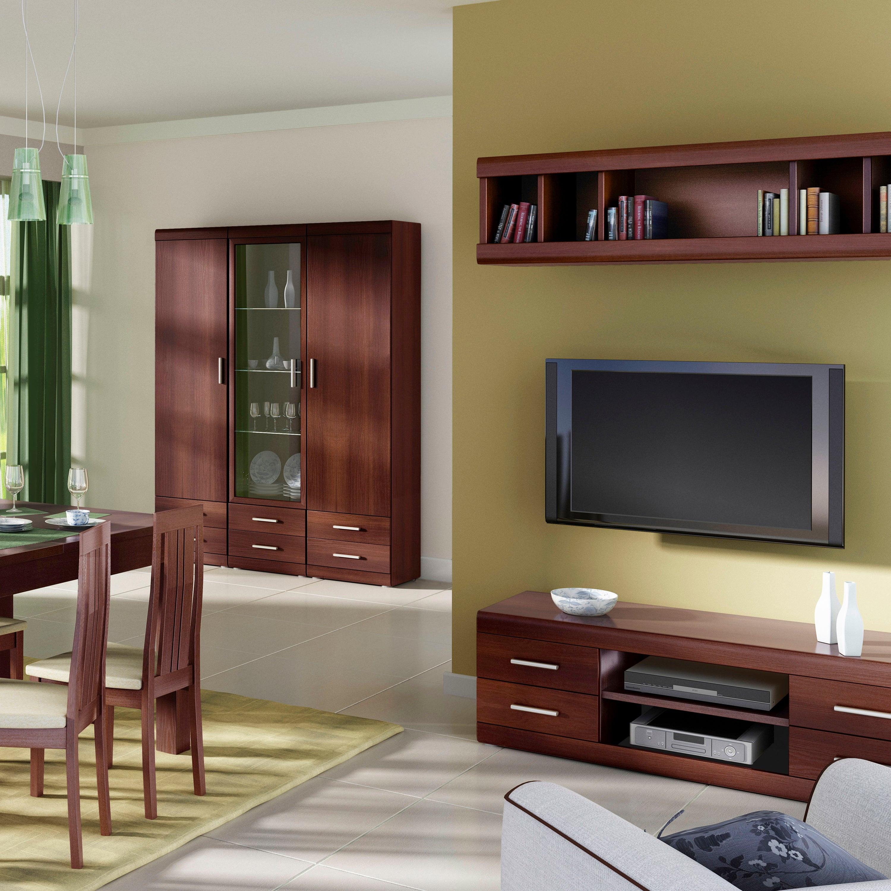 Imperial Tall 1 Door 2 Drawer Narrow Cabinet in Dark Mahogany Melamine - image 3