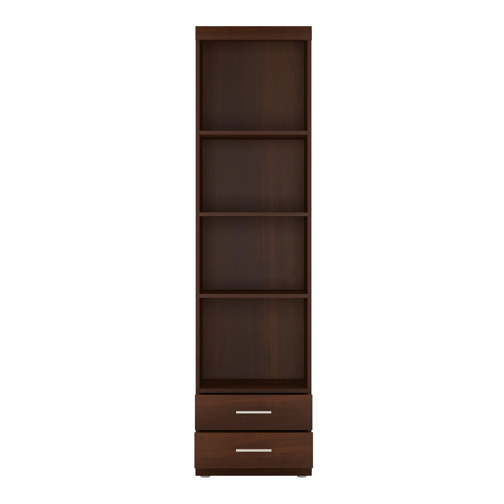 Imperial Tall 2 Drawer Narrow Cabinet with Open Shelving in Dark Mahogany Melamine - image 2