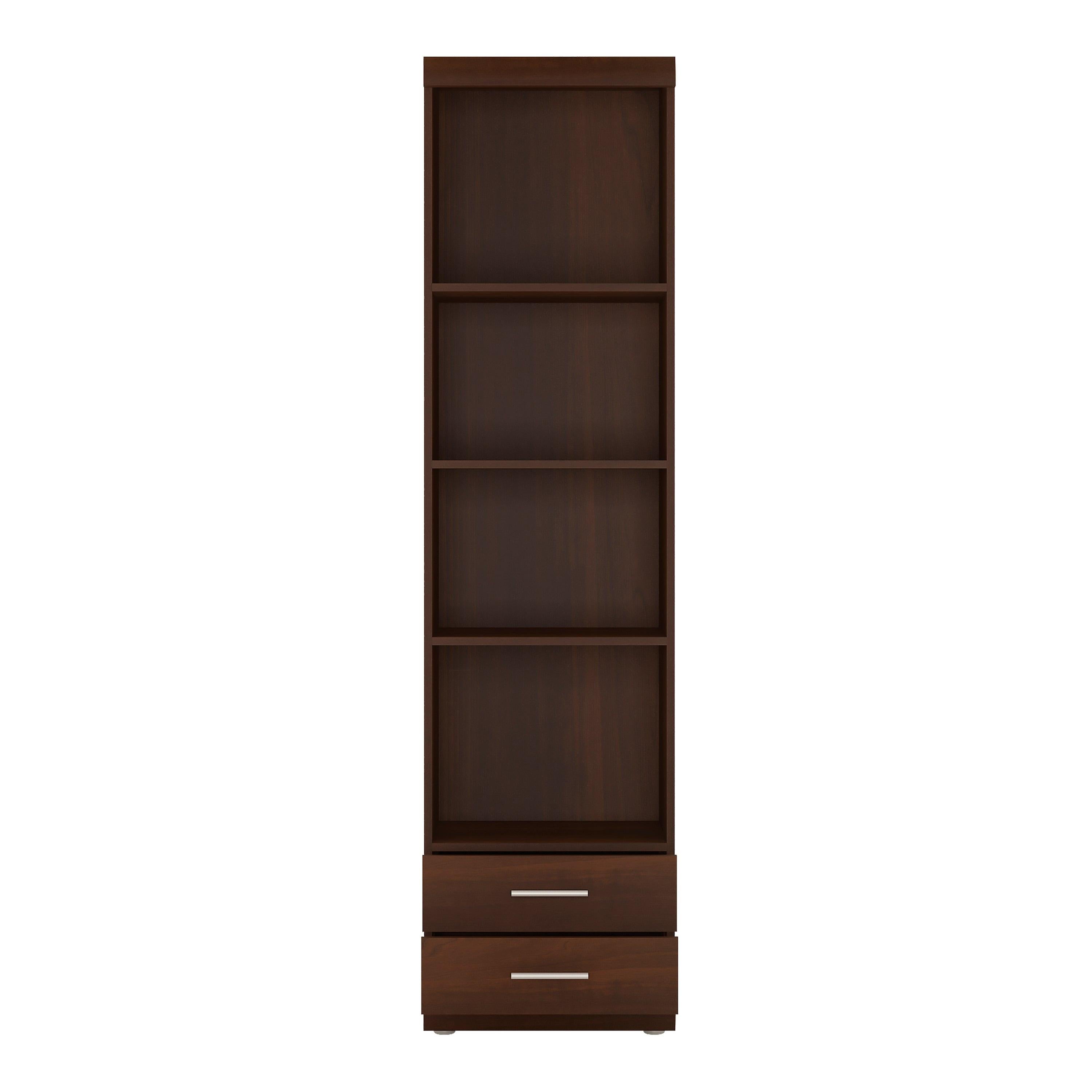 Imperial Tall 2 Drawer Narrow Cabinet with Open Shelving in Dark Mahogany Melamine - image 2