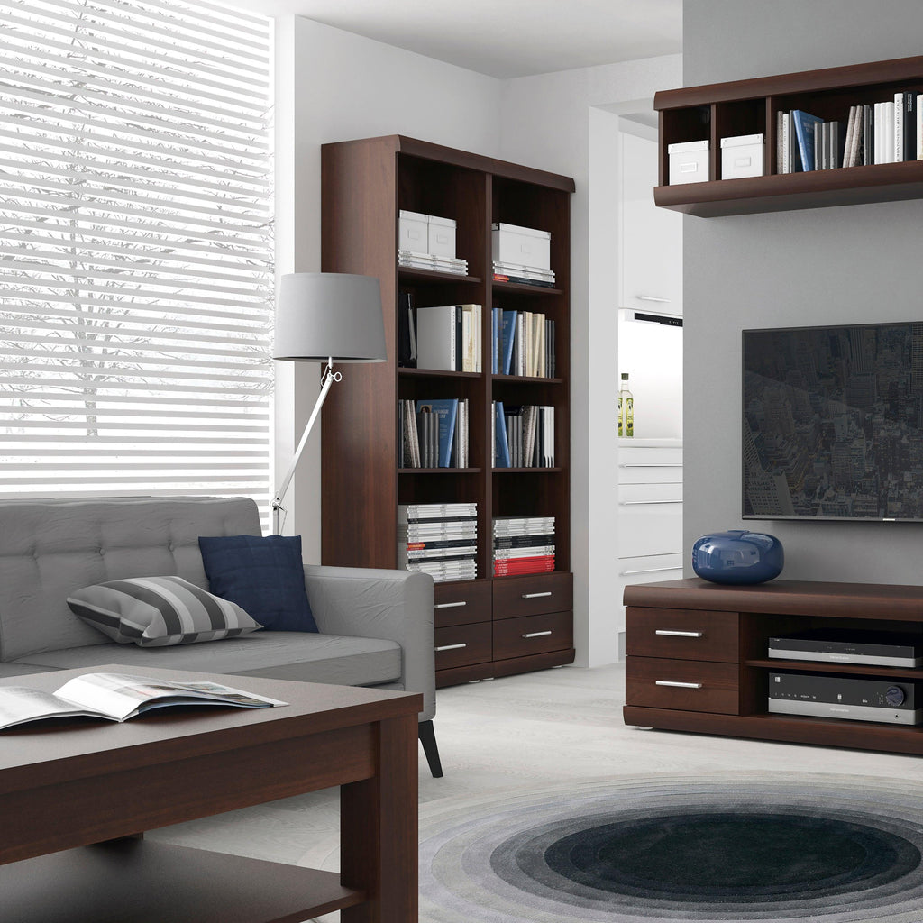 Imperial Tall 2 Drawer Narrow Cabinet with Open Shelving in Dark Mahogany Melamine - image 4