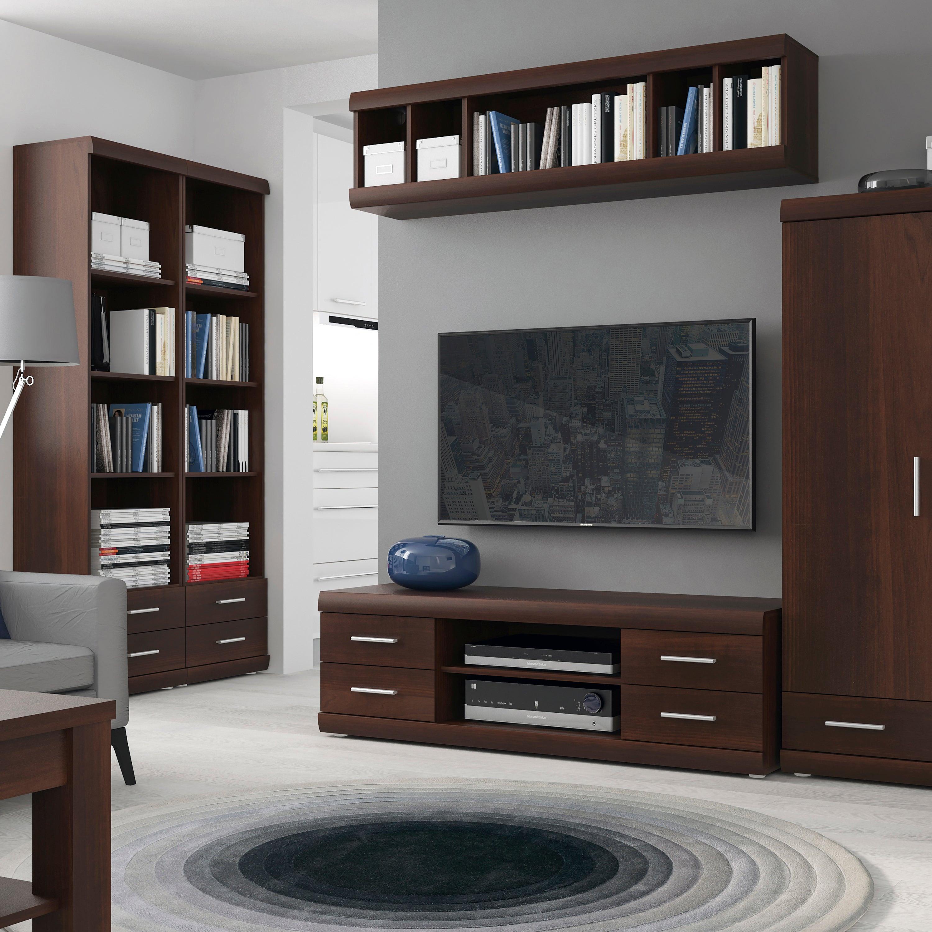 Imperial Tall 2 Drawer Narrow Cabinet with Open Shelving in Dark Mahogany Melamine - image 5