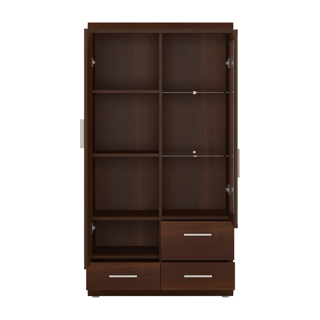 Imperial 2 Door 3 Drawer Glazed Display Cabinet in Dark Mahogany Melamine - image 2