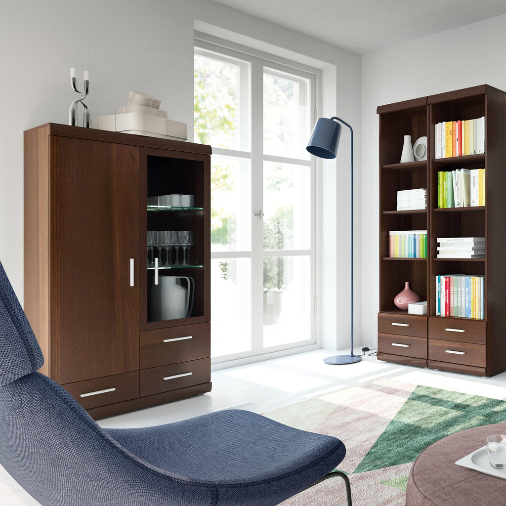 Imperial 2 Door 3 Drawer Glazed Display Cabinet in Dark Mahogany Melamine - image 3
