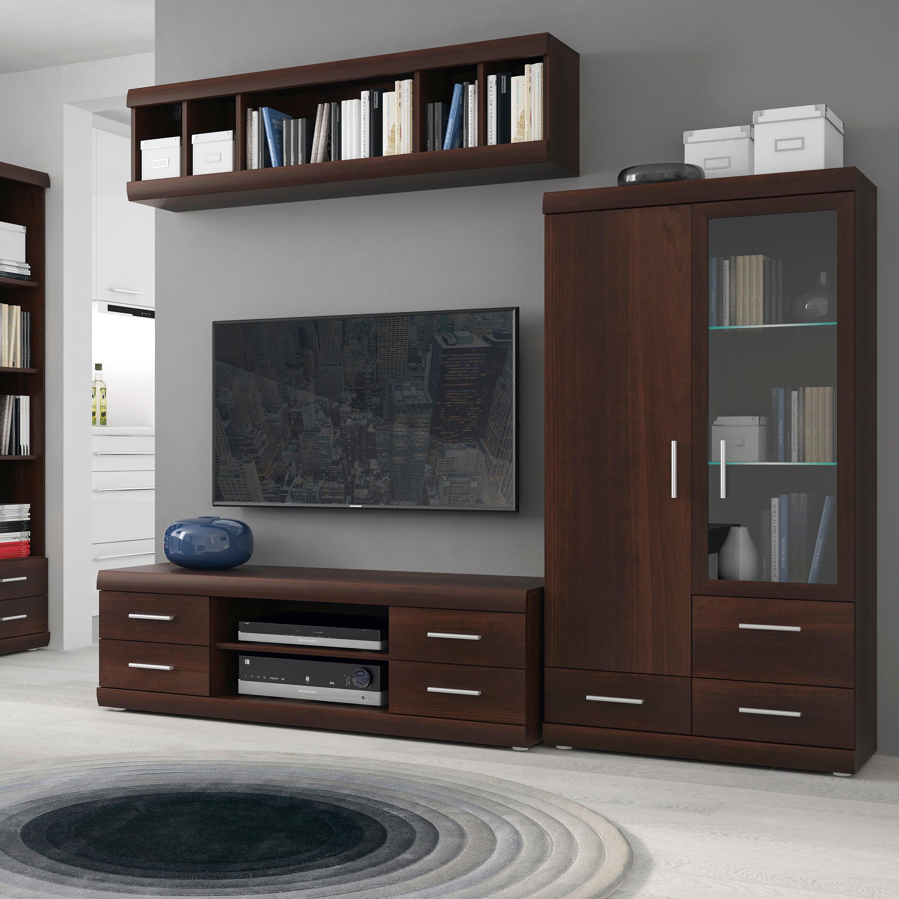 Imperial 2 Door 3 Drawer Glazed Display Cabinet in Dark Mahogany Melamine - image 4