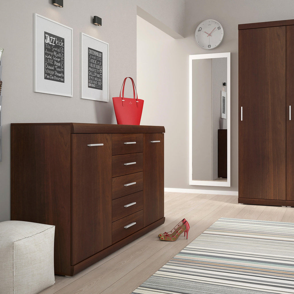 Imperial 2 Door 5 Drawer Sideboard in Dark Mahogany Melamine - image 5