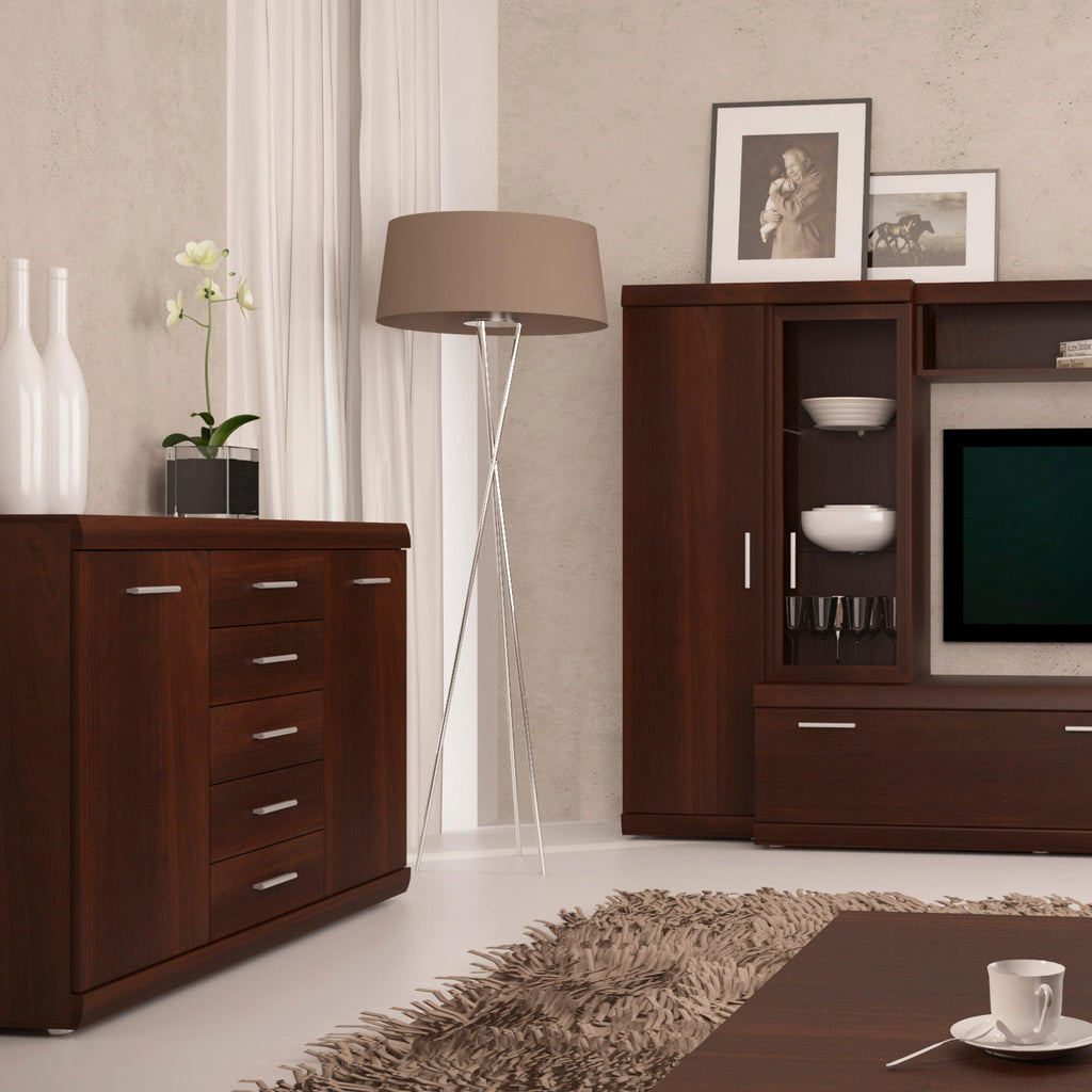 Imperial 2 Door 5 Drawer Sideboard in Dark Mahogany Melamine - image 7