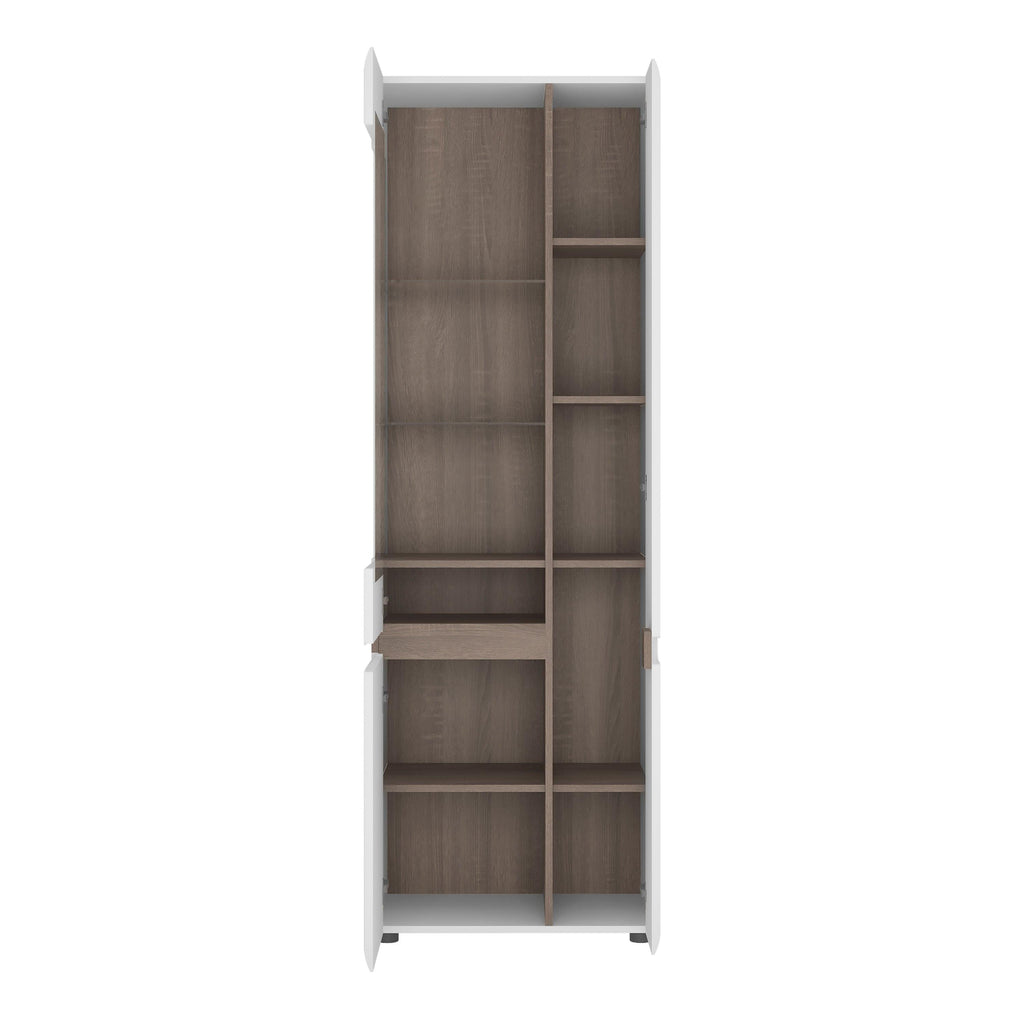 Chelsea Living Tall Glazed Narrow Display Unit (RHD) in White with a Truffle Oak Trim - image 2