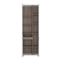 Chelsea Living Tall Glazed Narrow Display Unit (RHD) in White with a Truffle Oak Trim - image 2