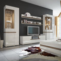 Chelsea Living Tall Glazed Narrow Display Unit (RHD) in White with a Truffle Oak Trim - image 4