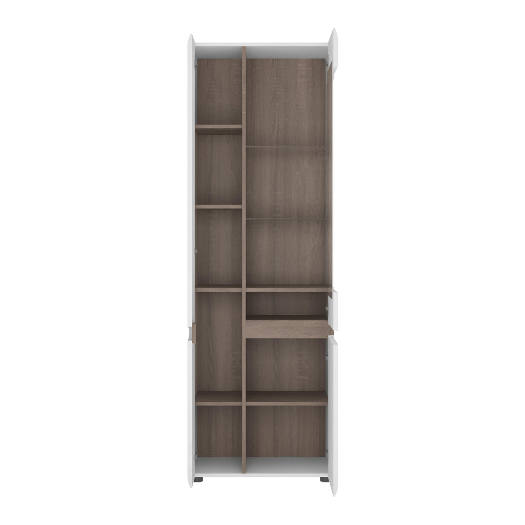 Chelsea Living Tall Glazed Narrow Display Unit (LHD) in White with a Truffle Oak Trim - image 2