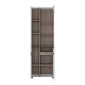 Chelsea Living Tall Glazed Narrow Display Unit (LHD) in White with a Truffle Oak Trim - image 2