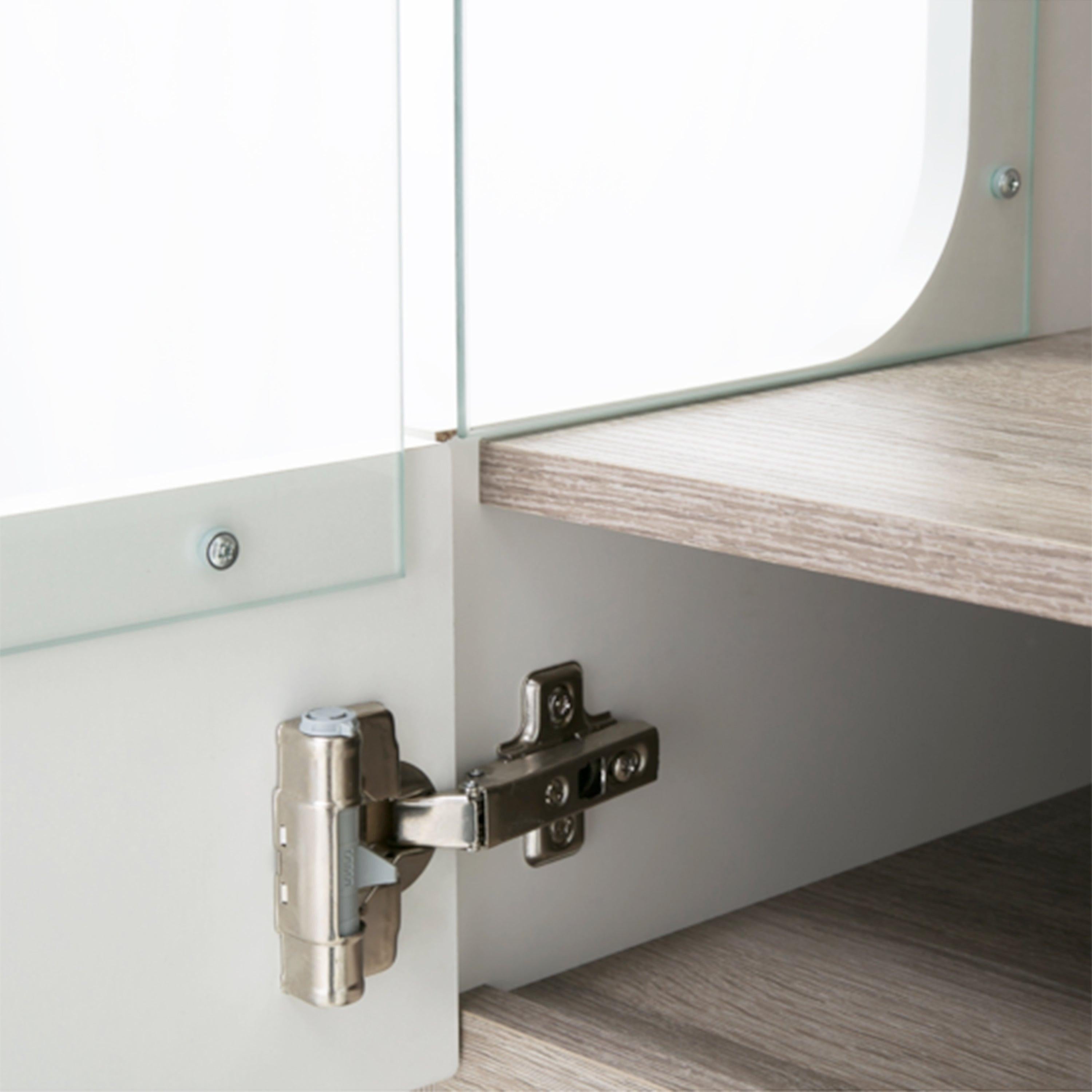 Chelsea Living Tall Glazed Narrow Display Unit (LHD) in White with a Truffle Oak Trim - image 4