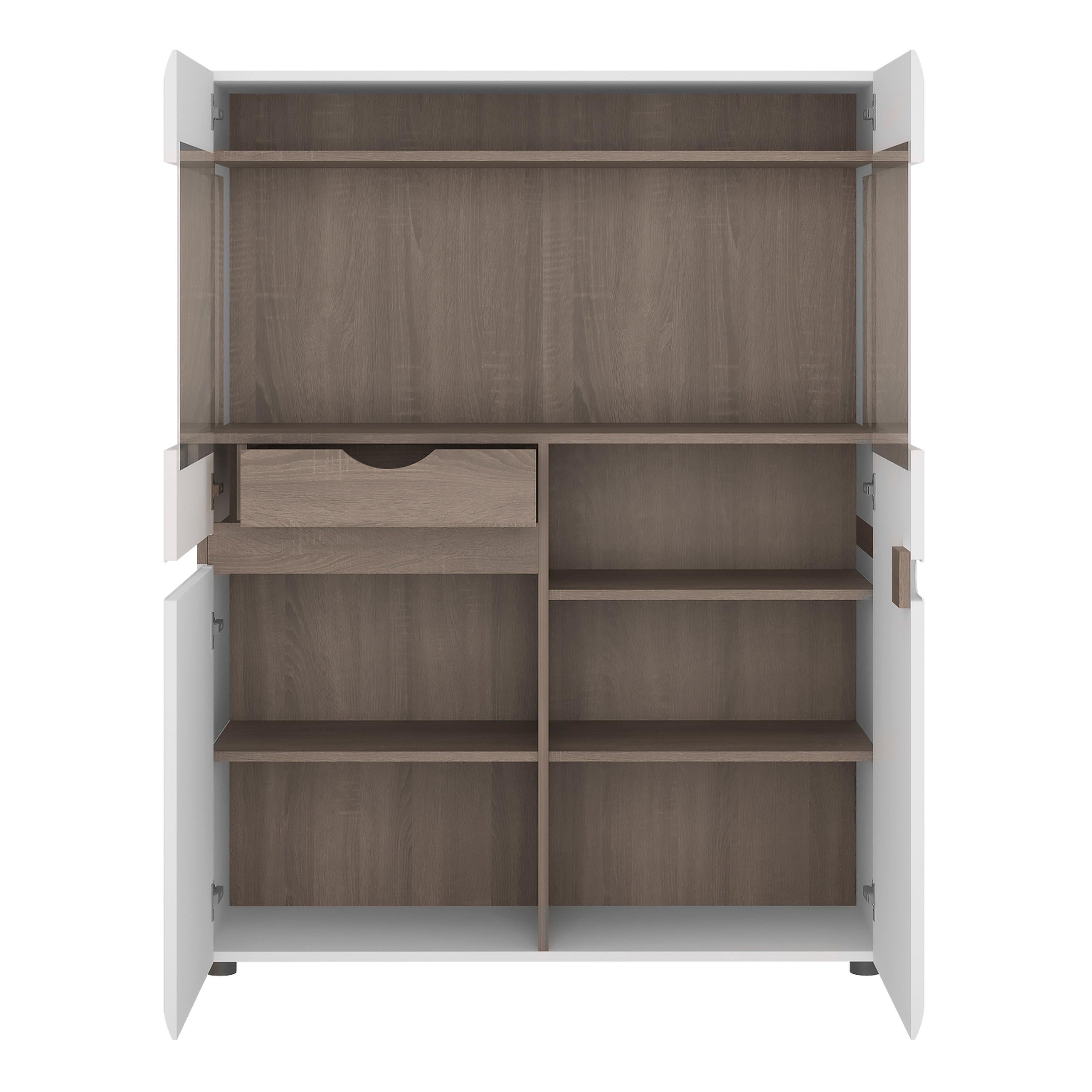 Chelsea Living Low Display Cabinet 109cm Wide in White with a Truffle Oak Trim - image 2