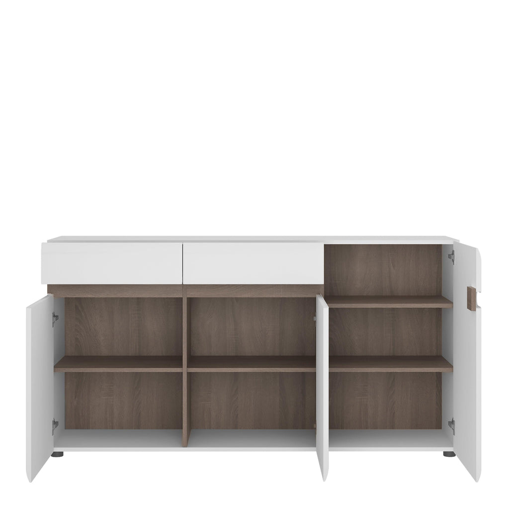 Chelsea Living 2 Drawer 3 Door Sideboard in White with a Truffle Oak Trim - image 2