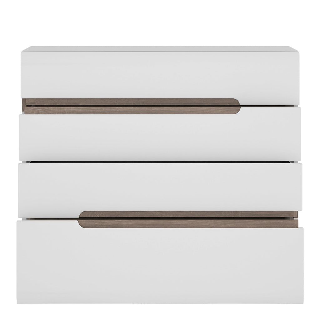 Chelsea Bedroom 4 Drawer Chest in White with a Truffle Oak Trim - image 2