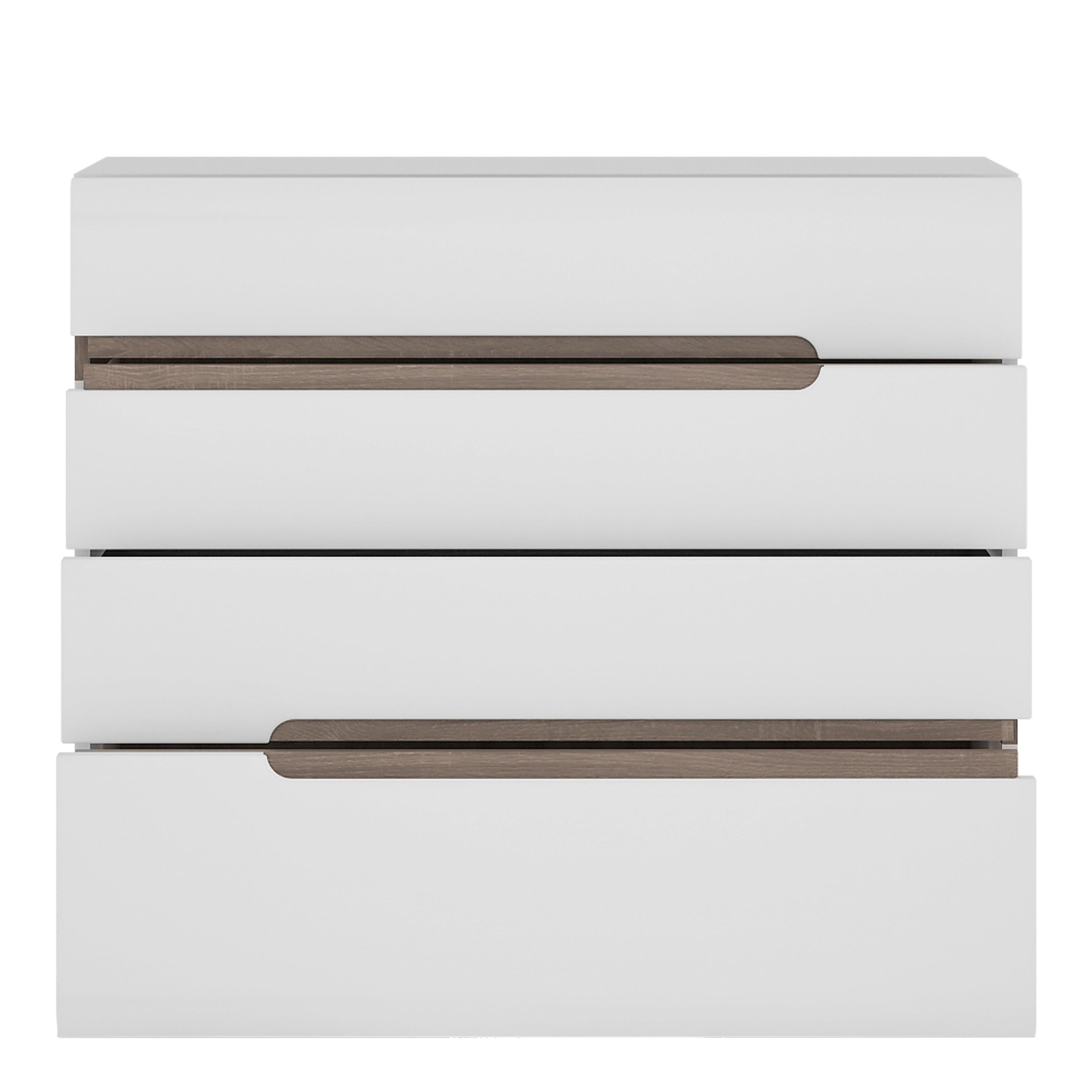 Chelsea Bedroom 4 Drawer Chest in White with a Truffle Oak Trim - image 2