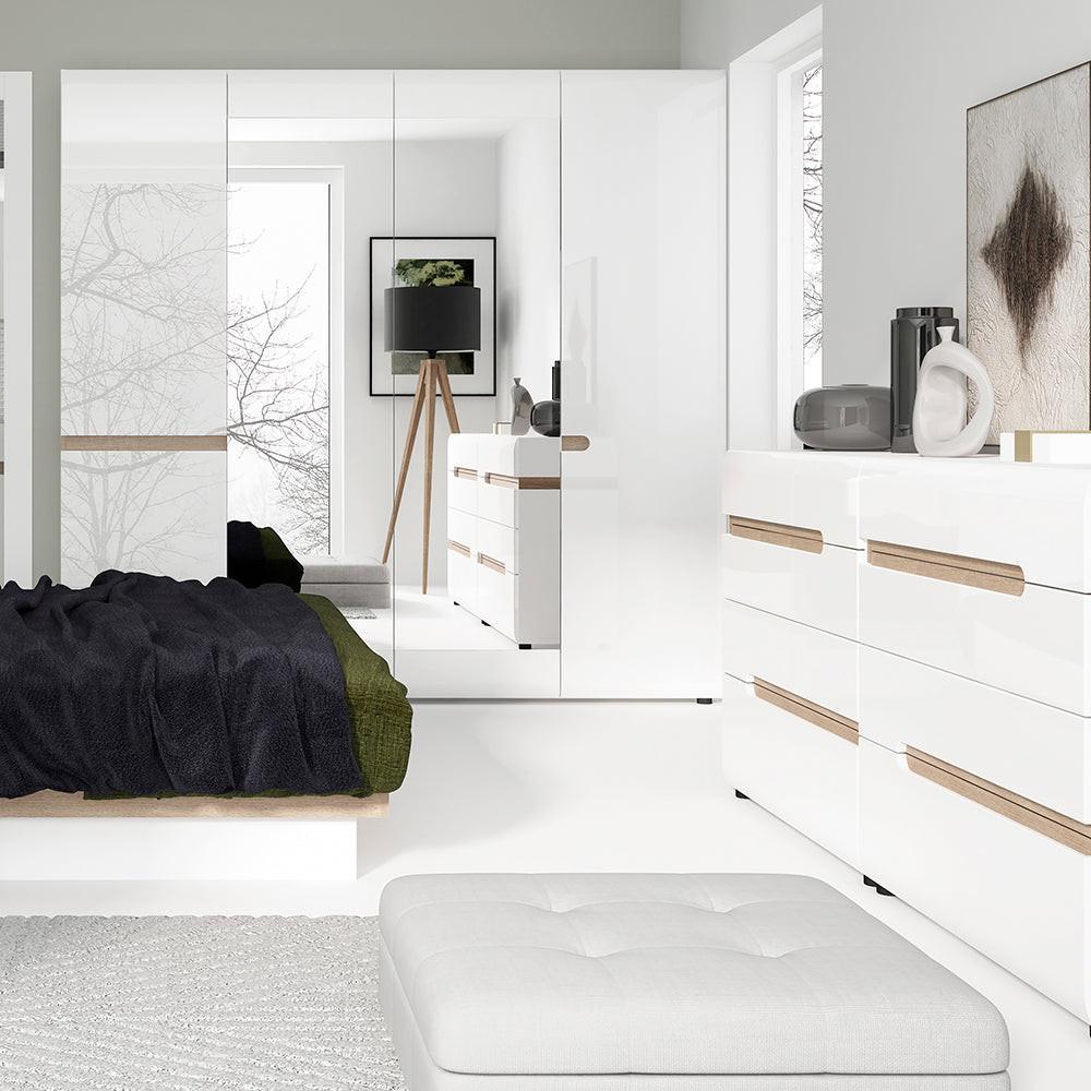 Chelsea Bedroom 4 Drawer Chest in White with a Truffle Oak Trim - image 4