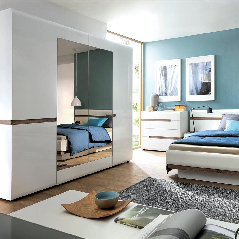 Chelsea Bedroom 4 Drawer Chest in White with a Truffle Oak Trim - image 5