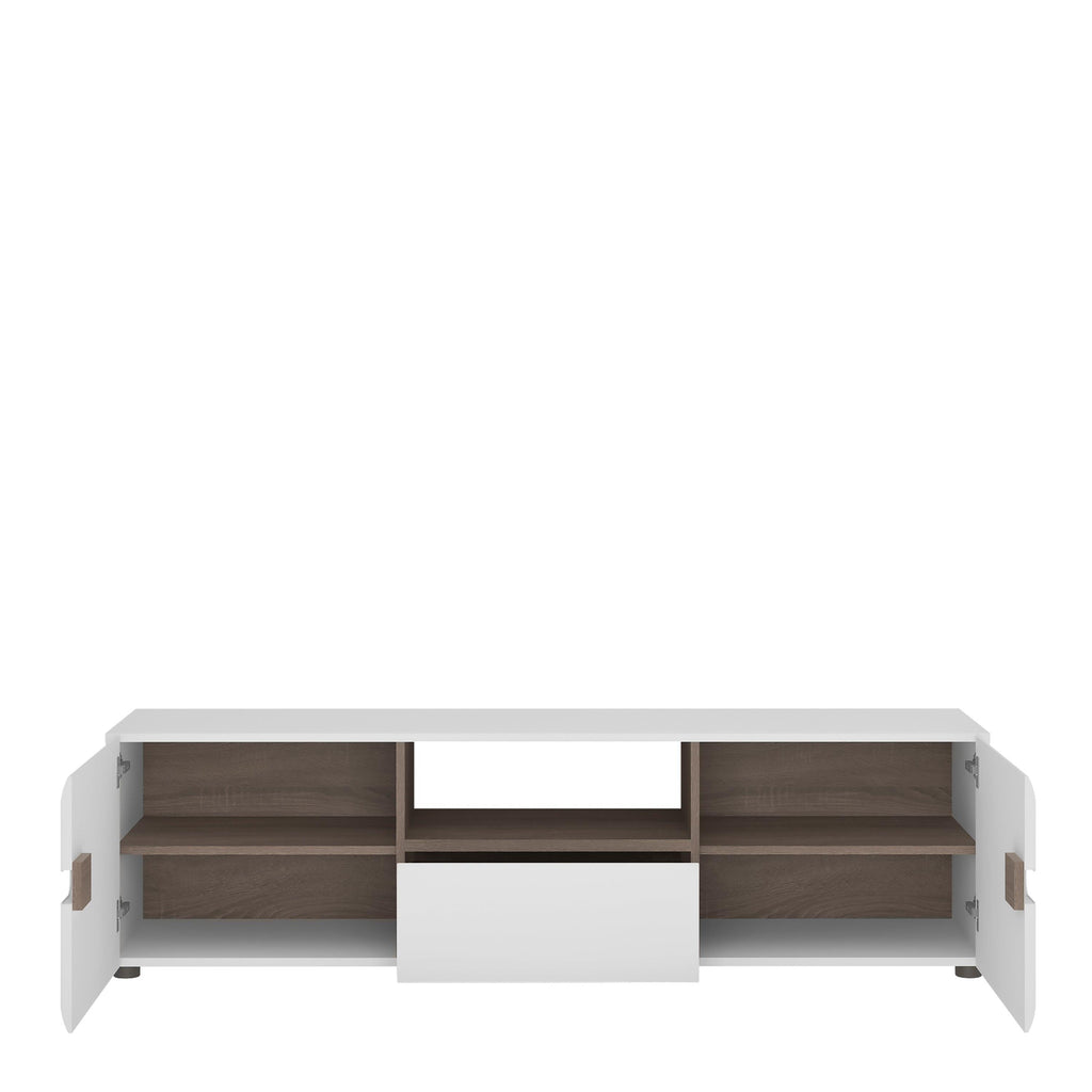 Chelsea Living Wide TV Unit in White with a Truffle Oak Trim - image 2