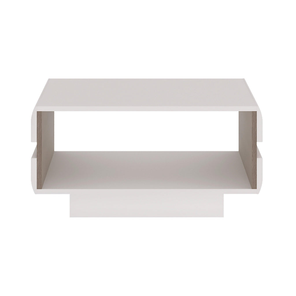 Chelsea Living Small Designer Coffee Table in White with a Truffle Oak Trim - image 2
