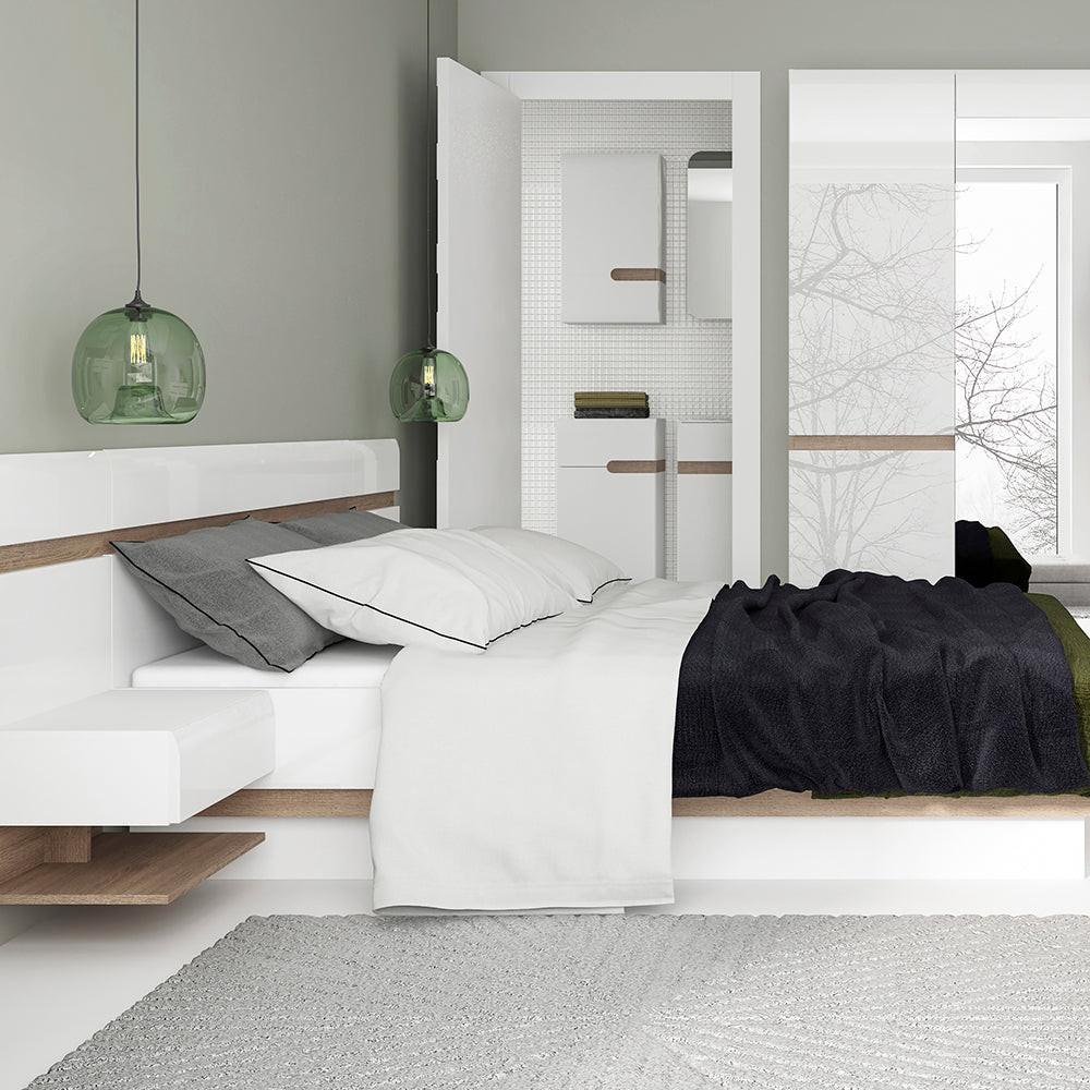 Chelsea Bedroom Kingsize Bed in White with a Oak Trim with Lift Up Function - image 4