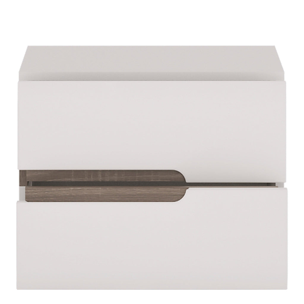 Chelsea Bedroom 2 Drawer Bedside in White with a Truffle Oak Trim - image 2