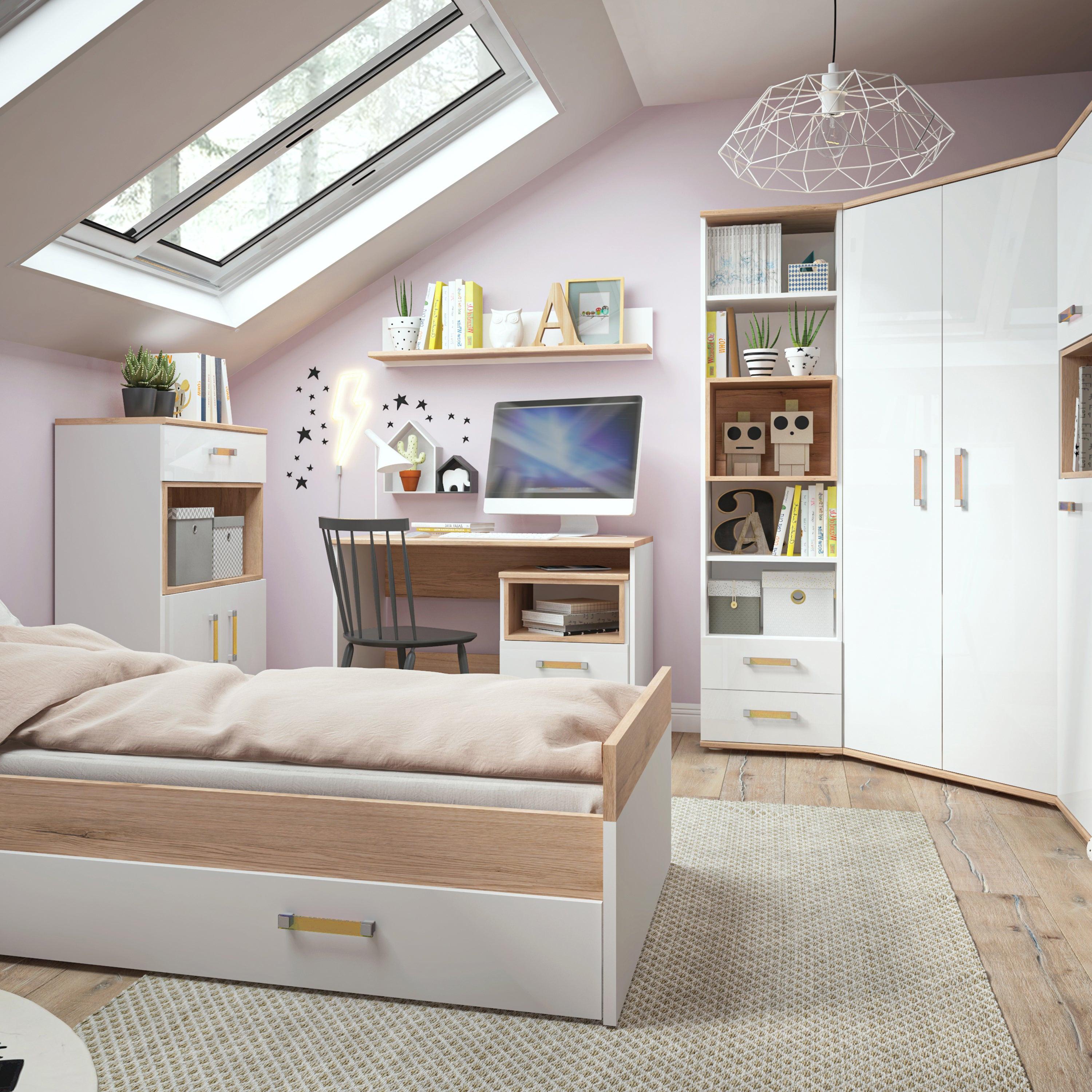 4KIDS 1 Drawer Bedside Cabinet with Orange Handles - image 4