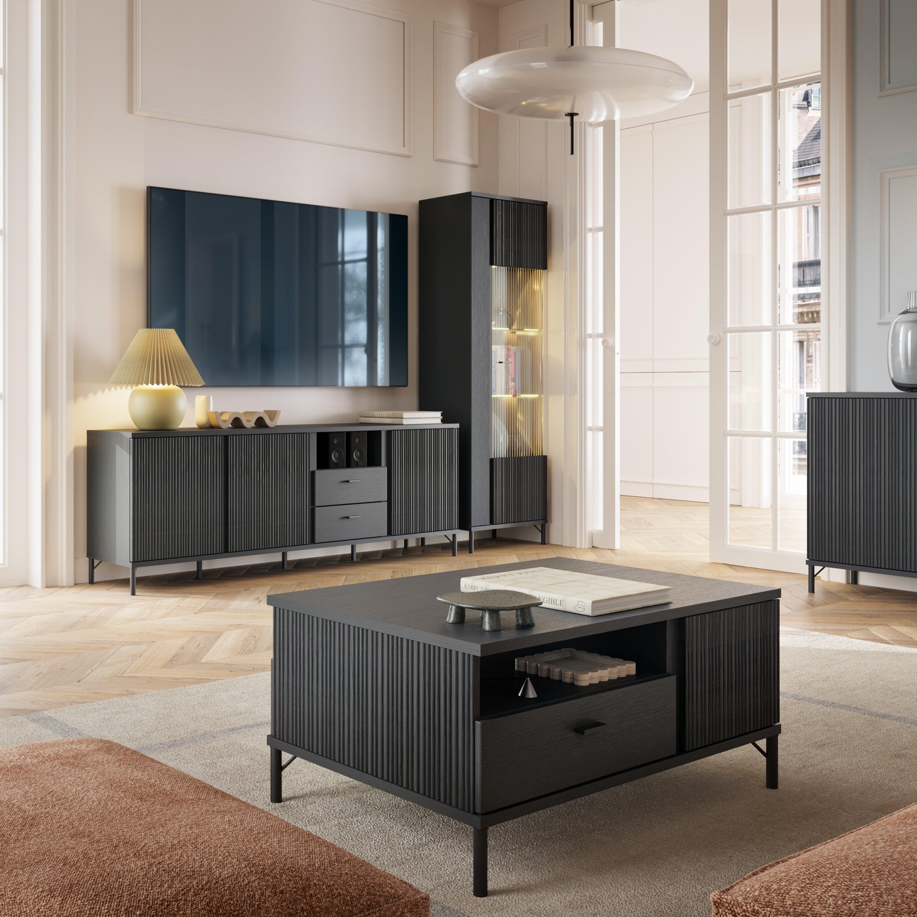 Lusaka Coffee Table 2 Door 1 Drawer in Black Graphite - image 4