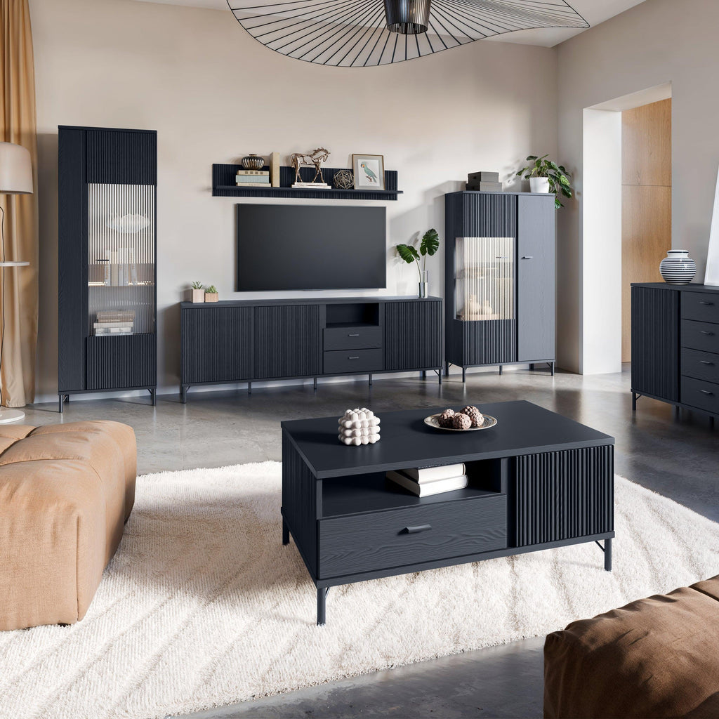 Lusaka Coffee Table 2 Door 1 Drawer in Black Graphite - image 5