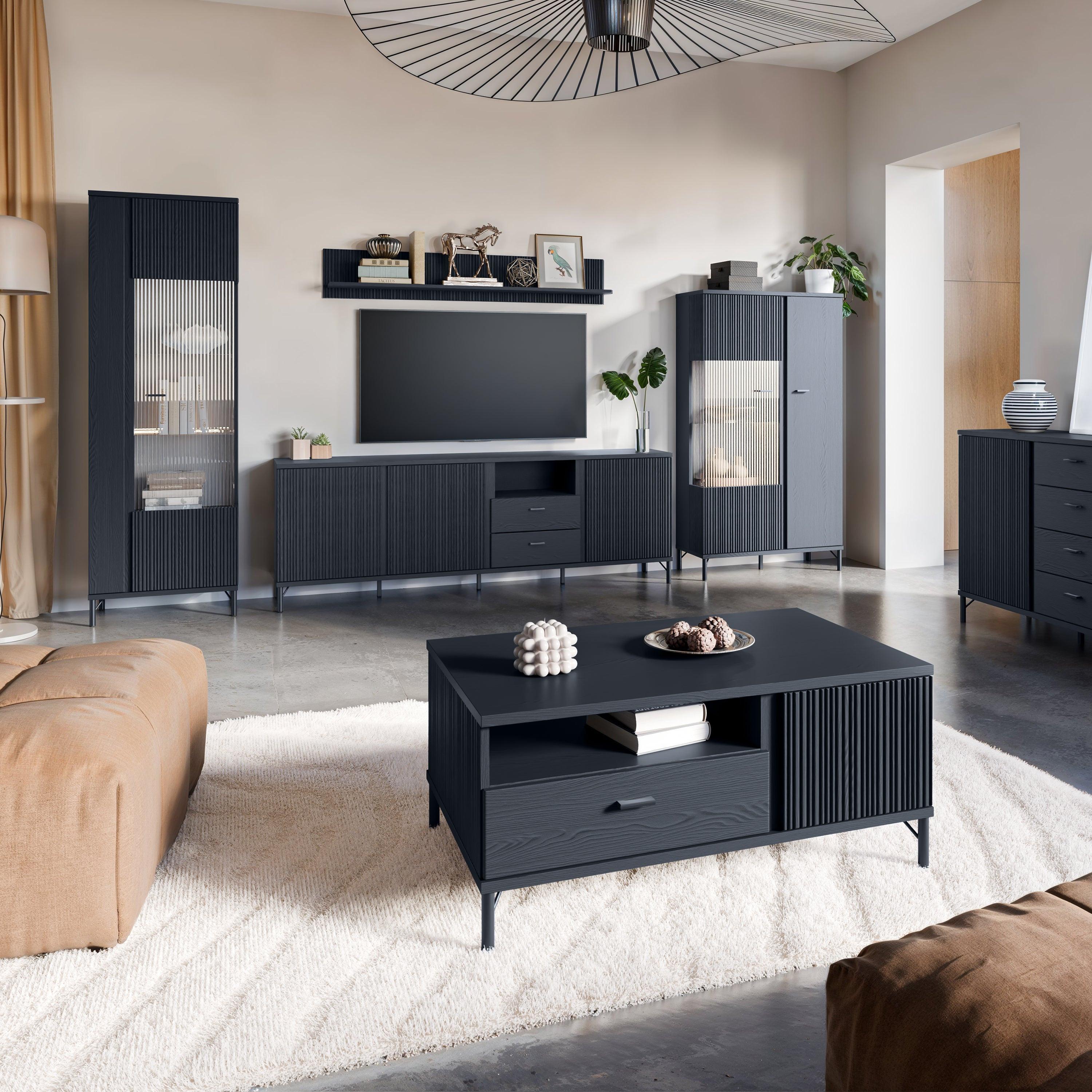 Lusaka Coffee Table 2 Door 1 Drawer in Black Graphite - image 5