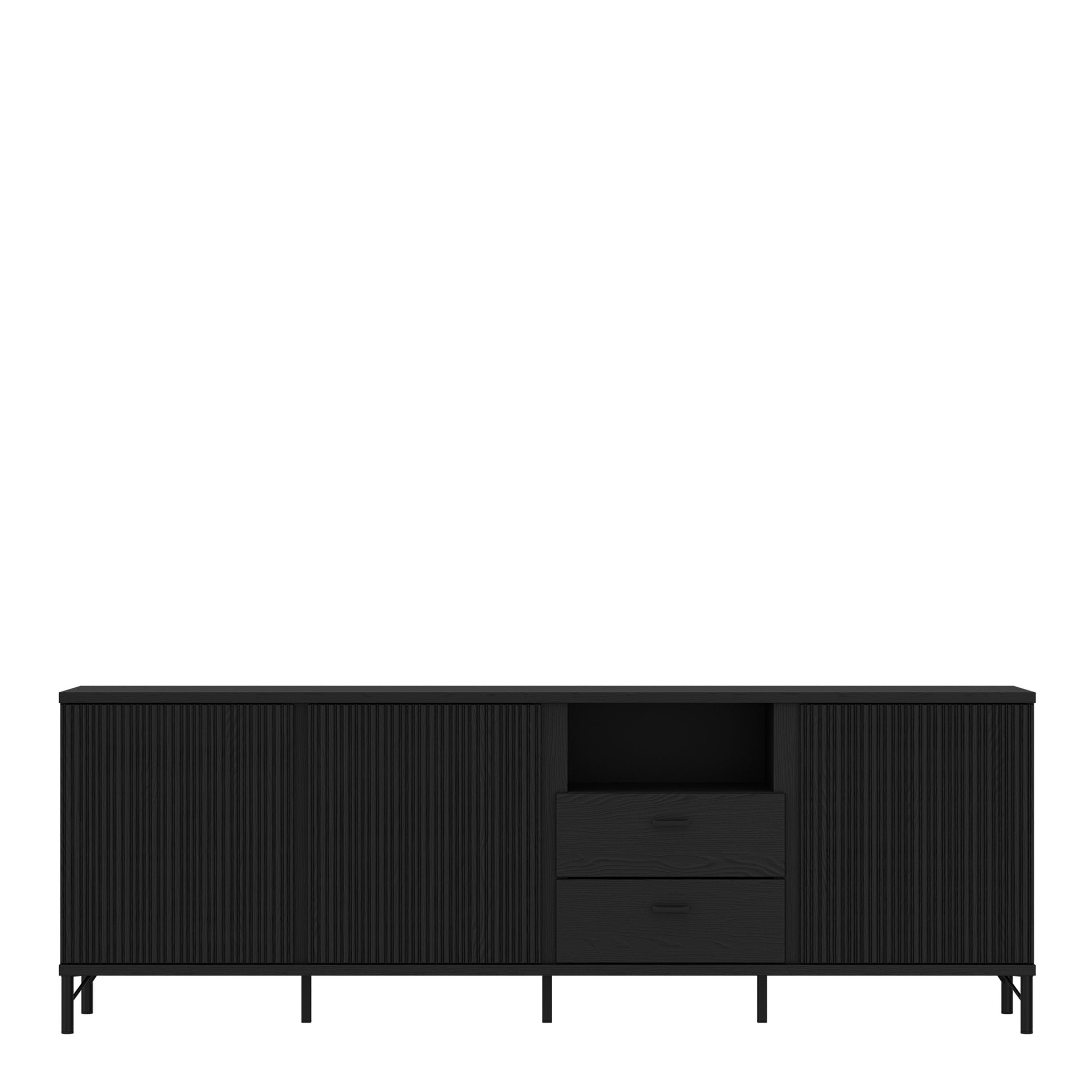 Lusaka TV Cabinet 3 Door 2 Drawer in Black Graphite - image 2