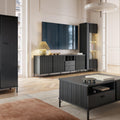 Lusaka TV Cabinet 3 Door 2 Drawer in Black Graphite - image 4