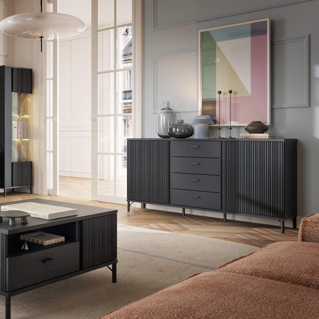 Lusaka Sideboard 2 Door 4 Drawer in Black Graphite - image 4