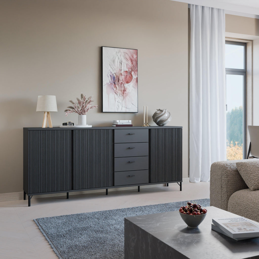 Lusaka Sideboard 3 Door 4 Drawer in Black Graphite - image 4