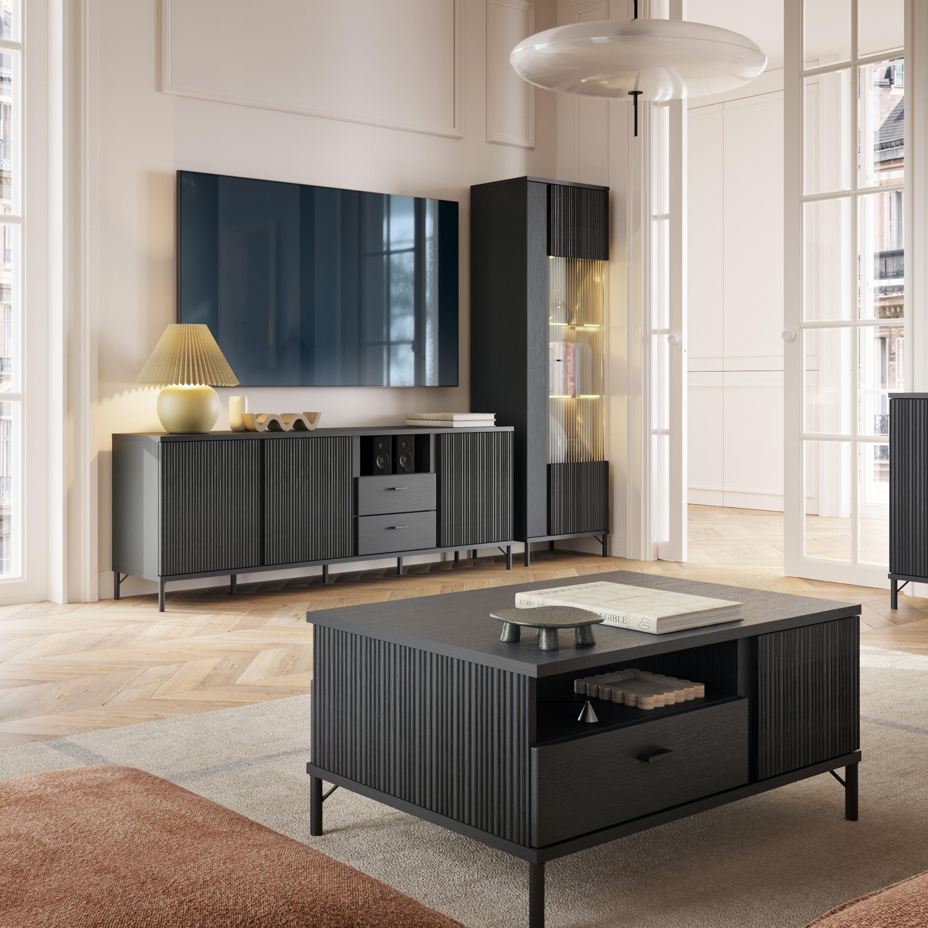 Lusaka Display Cabinet 1 Door in Black Graphite - image 4