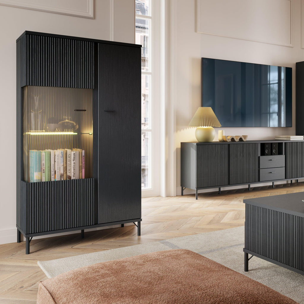 Lusaka Display Cabinet 2 Door in Black Graphite - image 4